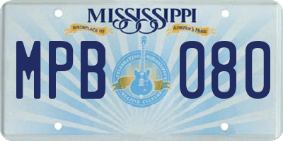 MS license plate MPB080