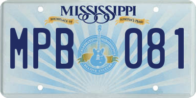 MS license plate MPB081