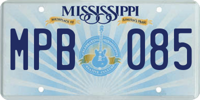 MS license plate MPB085