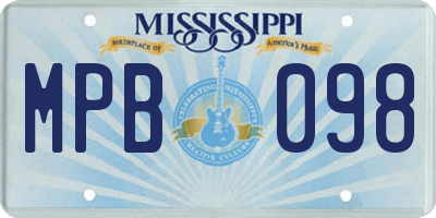 MS license plate MPB098