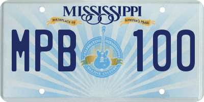 MS license plate MPB100