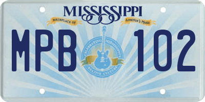 MS license plate MPB102