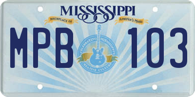 MS license plate MPB103