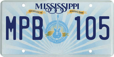 MS license plate MPB105