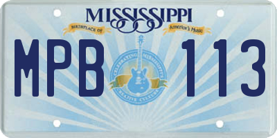 MS license plate MPB113