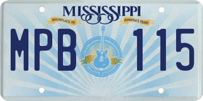 MS license plate MPB115