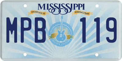 MS license plate MPB119