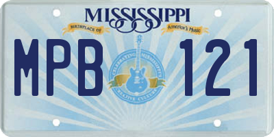 MS license plate MPB121