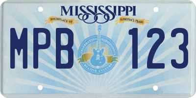MS license plate MPB123