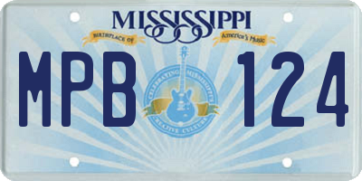 MS license plate MPB124