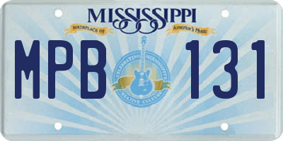 MS license plate MPB131