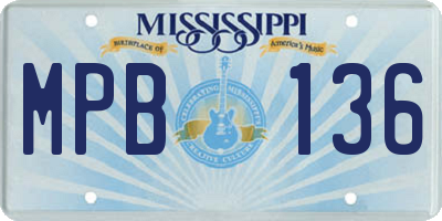 MS license plate MPB136