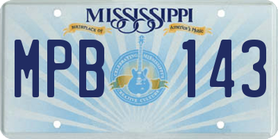 MS license plate MPB143