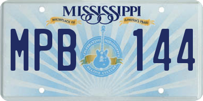 MS license plate MPB144