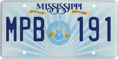 MS license plate MPB191