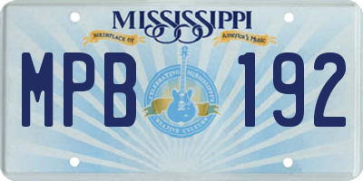 MS license plate MPB192