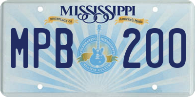MS license plate MPB200