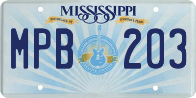 MS license plate MPB203