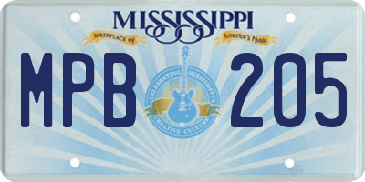MS license plate MPB205