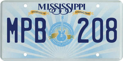 MS license plate MPB208