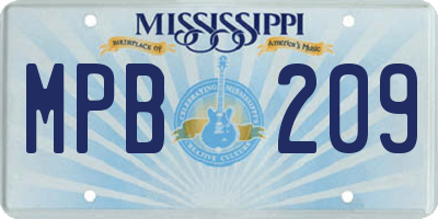 MS license plate MPB209