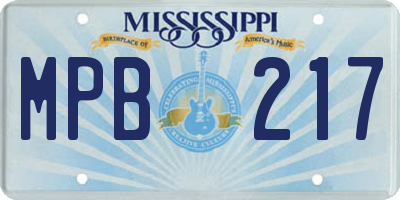 MS license plate MPB217