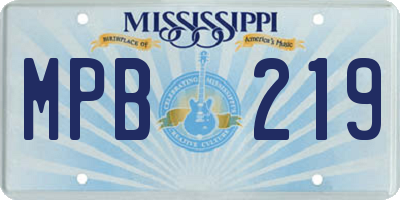 MS license plate MPB219