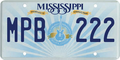 MS license plate MPB222