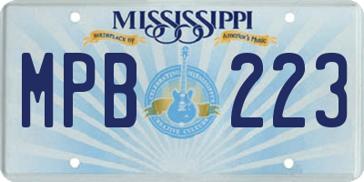 MS license plate MPB223