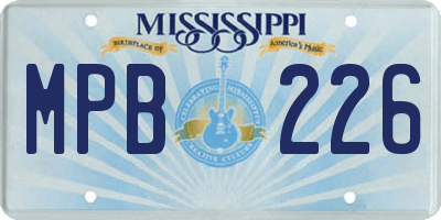 MS license plate MPB226