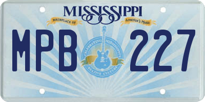 MS license plate MPB227