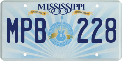 MS license plate MPB228