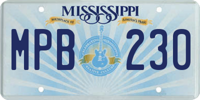 MS license plate MPB230