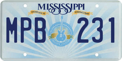 MS license plate MPB231