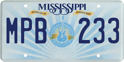 MS license plate MPB233