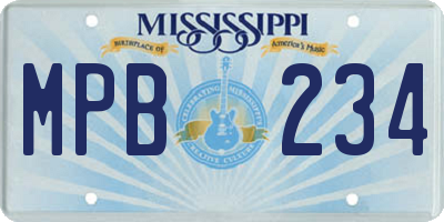 MS license plate MPB234