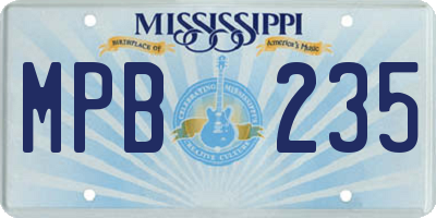 MS license plate MPB235