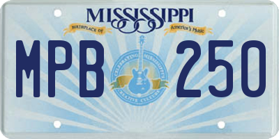 MS license plate MPB250