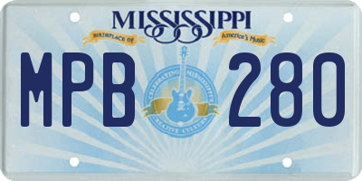 MS license plate MPB280