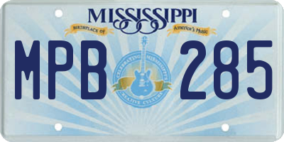 MS license plate MPB285