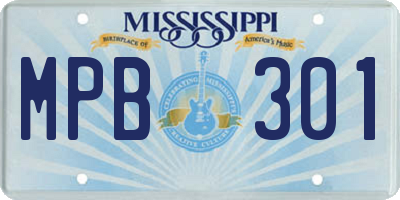 MS license plate MPB301