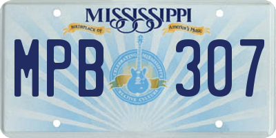MS license plate MPB307