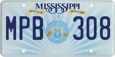MS license plate MPB308