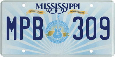 MS license plate MPB309