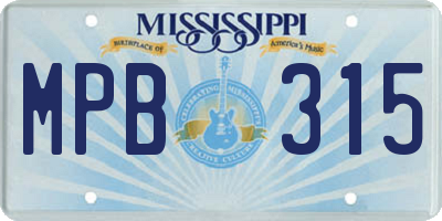 MS license plate MPB315