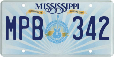 MS license plate MPB342
