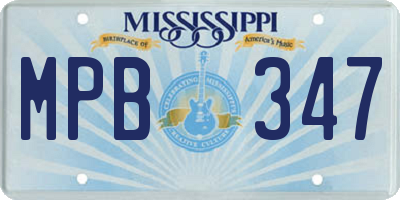 MS license plate MPB347