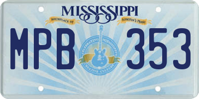 MS license plate MPB353