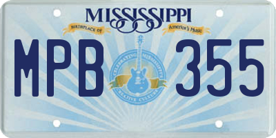 MS license plate MPB355