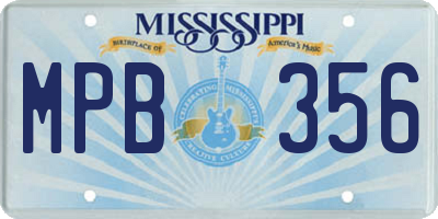 MS license plate MPB356